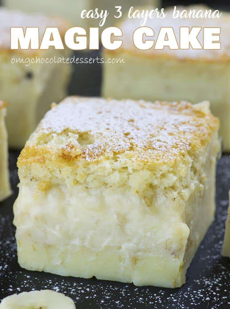 Easy Banana Magic Cake | A Layered Custard Cake Recipe with Bananas